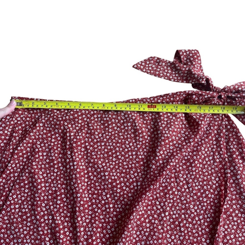 Shein Curve Plus Size Wrap Skirt Red Floral Print Midi Skirt Women’s 1XL - Picture 5 of 8